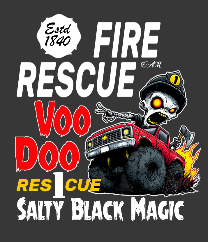 Fire Rescue VooDoo Salty Black Magic - back design graphic